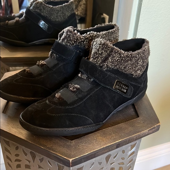 Stuart Weitzman Shoes - 🛑 1 hour sale. Stuart Weitzman, 9.5, Black suede High-Top Sneakers, faux fur